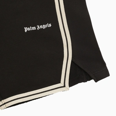 Shop Palm Angels Black And White Cotton Shorts With Logo