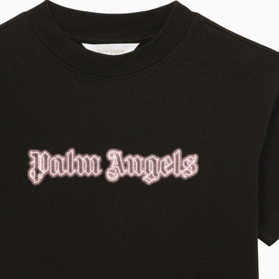 Shop Palm Angels Black Cotton T Shirt With Logo