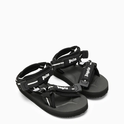 Shop Palm Angels Black X Suicoke Nylon Sandals