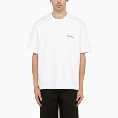 Shop Studio Nicholson White Oversize Crewneck T Shirt With Logo