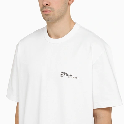 Shop Studio Nicholson White Oversize Crewneck T Shirt With Logo