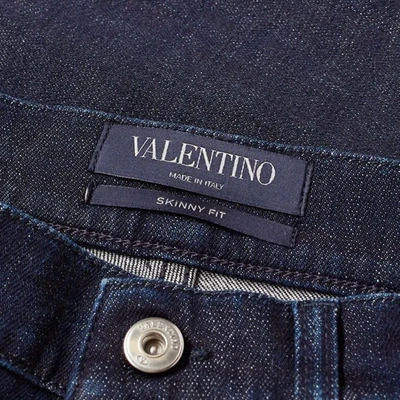 Shop Valentino Cotton Denim Skinny Jeans