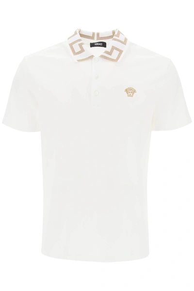 Shop Versace Polo Shirt With Greca Collar