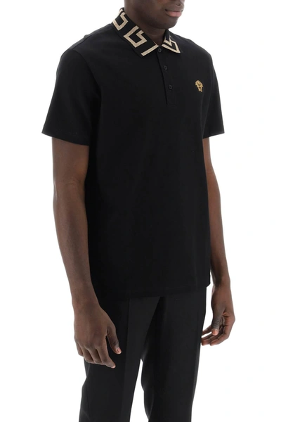 Shop Versace Polo Shirt With Greca Collar