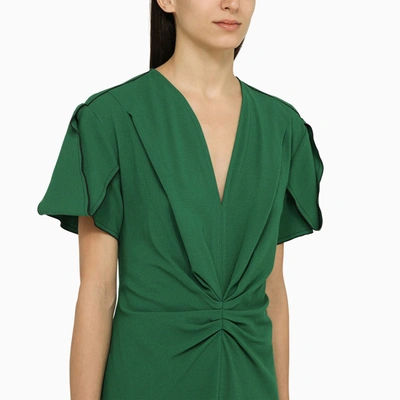 Shop Victoria Beckham Emerald Midi Dress In Wool Blend