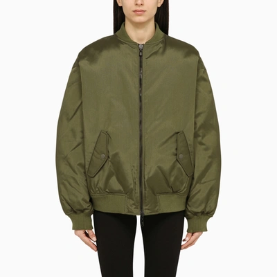 Shop Wardrobe.nyc Military Green Nylon Bomber Jacket