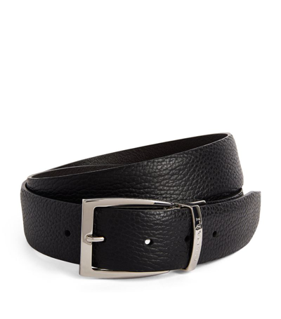 Shop Canali Leather Reversible Belt In Black