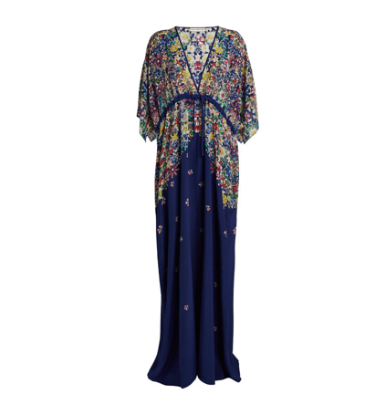 Shop Mary Katrantzou Mary-mare Silk Crepe Taormina Kaftan Maxi Dress In Blue