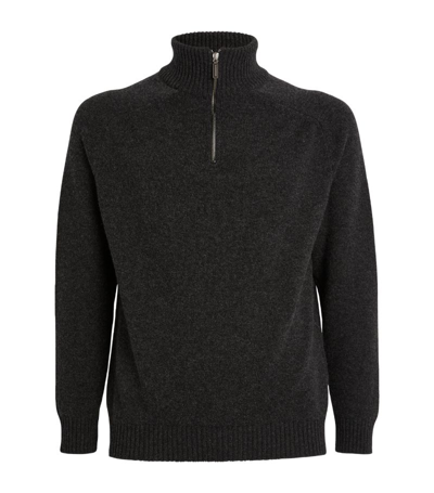 Shop Begg X Co Cashmere Quarter-zip Sweater In Grey