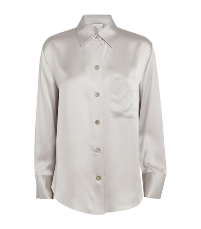 Shop Vince Silk Pocket-detail Shirt In White