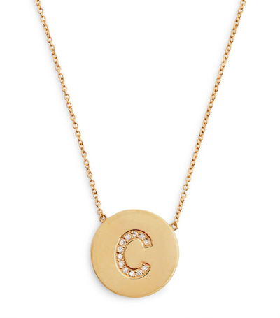 Shop Jennifer Meyer Yellow Gold And Diamond Letter Disc C Necklace