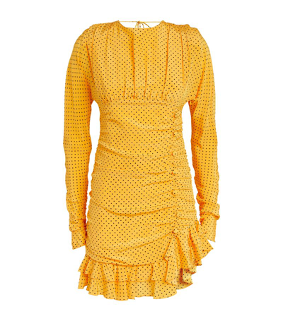 Shop Alessandra Rich Ruched Mini Dress In Yellow
