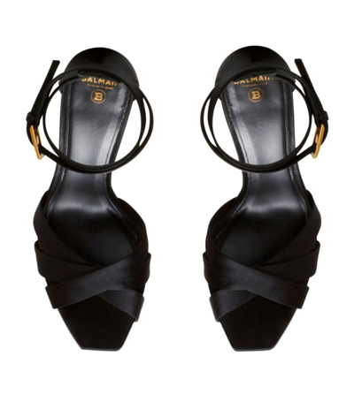 Shop Balmain Satin Ava Sandals 140 In Black