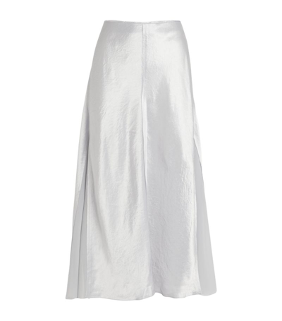 Shop Vince Satin Panelled Midi Skirt In White