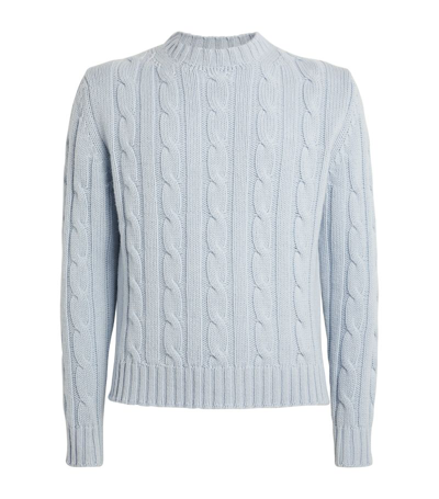 Shop Begg X Co Cashmere Cable-knit Sweater In Blue