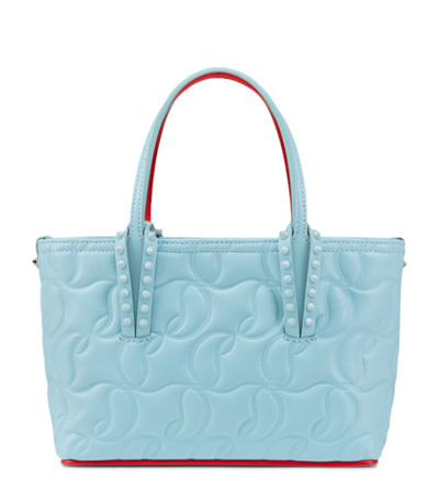 Shop Christian Louboutin Cabata Embossed Leather Tote Bag In Navy