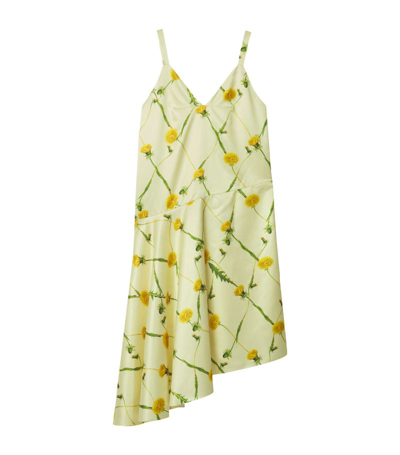 Shop Burberry Satin Dandelion Mini Dress In Green