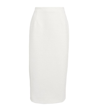 Shop Alessandra Rich Bouclé Midi Skirt In White