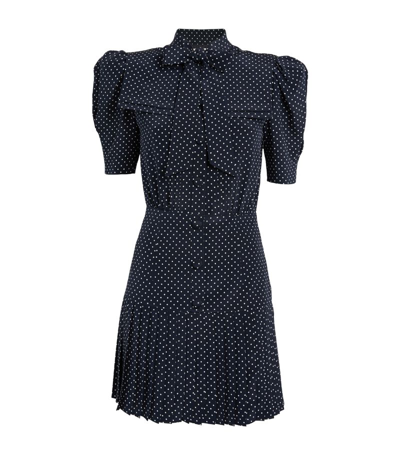 Shop Alessandra Rich Polka-dot Mini Dress In Navy