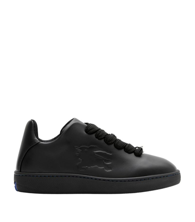 Shop Burberry Leather Embossed Box Sneakers In Black