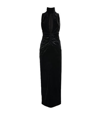 Shop Alessandra Rich Velvet Sleeveless Maxi Dress In Black