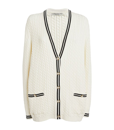 Shop Alessandra Rich Cable-knit Cardigan In White