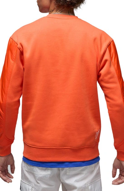 Shop Jordan Flight Fleece Crewneck Sweatshirt In Rush Orange/ White