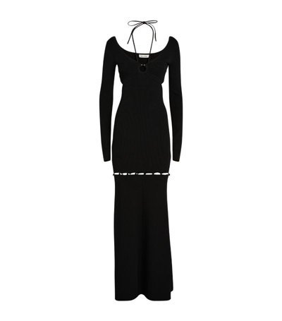 Shop Nanushka Ribbed Varda Maxi Dress In Black