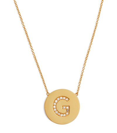 Shop Jennifer Meyer Yellow Gold And Diamond Letter Disc G Necklace