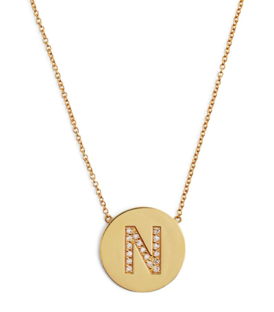 Shop Jennifer Meyer Yellow Gold And Diamond Letter Disc N Necklace