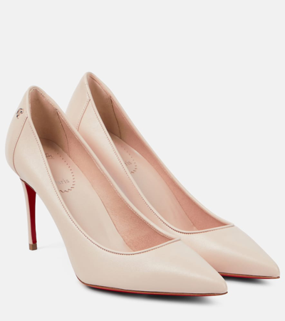 Shop Christian Louboutin Sporty Kate 85 Leather Pumps In Beige