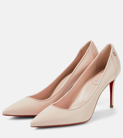 Shop Christian Louboutin Sporty Kate 85 Leather Pumps In Beige