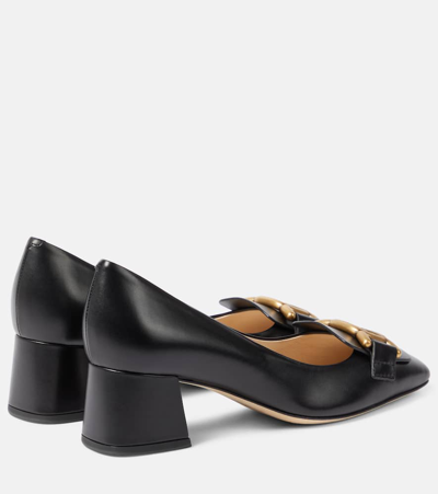 Shop Tod's Logo Leather Pumps In Black