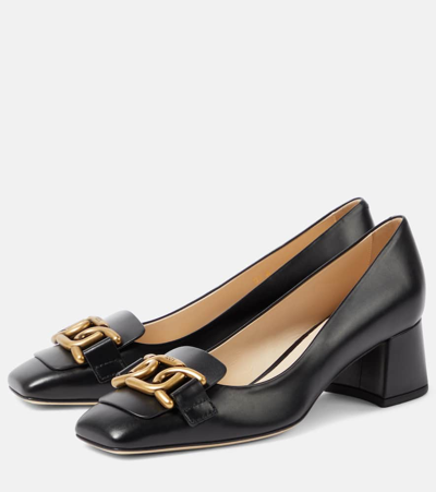 Shop Tod's Logo Leather Pumps In Black
