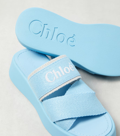 Shop Chloé Mila Logo Slides In Blue