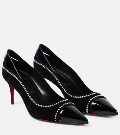 Shop Christian Louboutin Duvette Strass 70 Patent Leather Pumps In Black