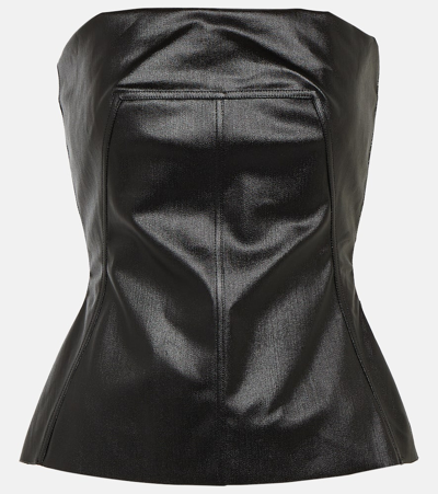 Rick Owens Black Porterville Coated Denim Top In Black