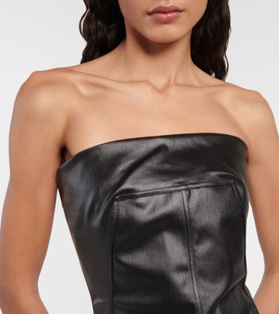 Rick Owens Black Porterville Coated Denim Top In Black