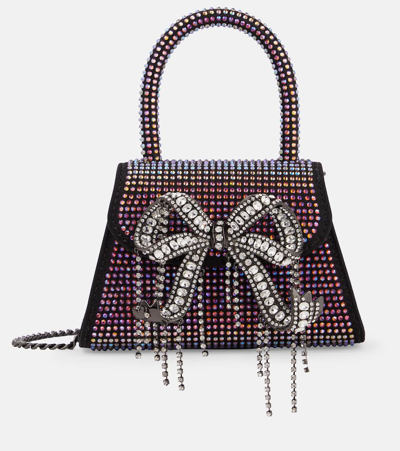 Shop Self-portrait The Bow Micro Embellished Tote Bag In Multicoloured