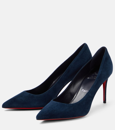 Christian Louboutin Kate Suede Red Sole Classic Pumps In Blue