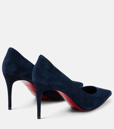 Christian Louboutin Kate Suede Red Sole Classic Pumps In Blue