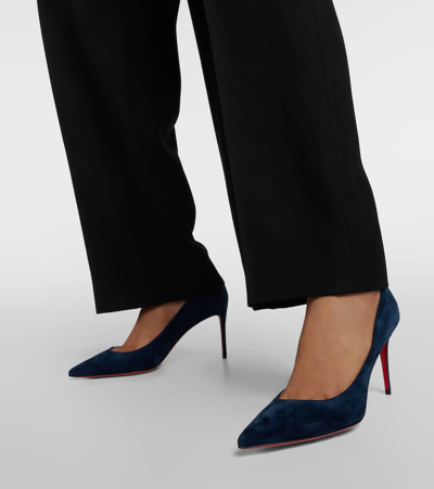 Christian Louboutin Kate Suede Red Sole Classic Pumps In Blue