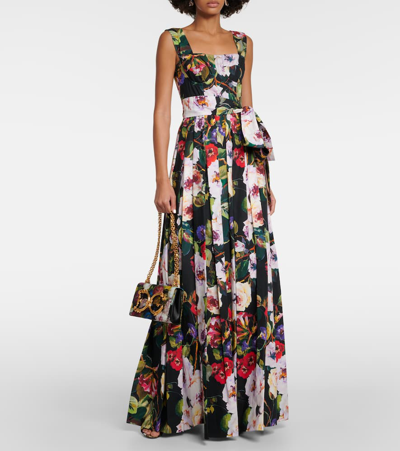 Shop Dolce & Gabbana Floral Cotton Gown In Multicoloured