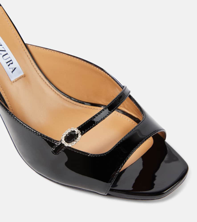 Shop Aquazzura Soul Sister 75 Patent Leather Mules In Black