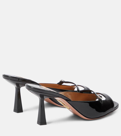 Shop Aquazzura Soul Sister 75 Patent Leather Mules In Black