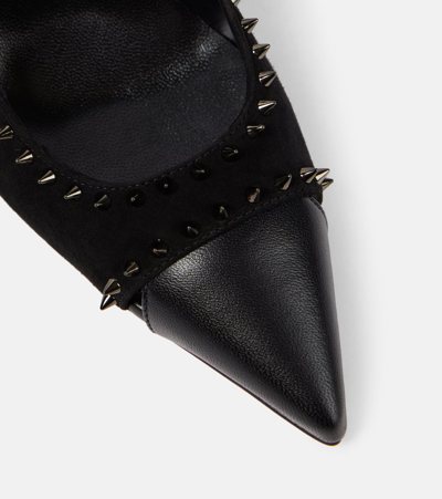 Shop Christian Louboutin Duvette Spikes 85 Leather Pumps In Black
