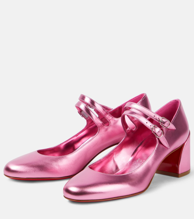 Shop Christian Louboutin Miss Jane Leather Mary Jane Pumps In Pink
