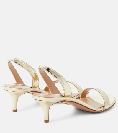 Shop Aquazzura So Nude 50 Mirrored Faux Leather Sandals In Gold