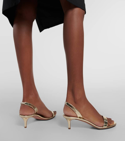 Aquazzura So Nude 50 Mirrored Faux Leather Sandals In Gold