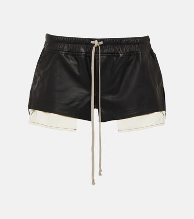 Shop Rick Owens Fog Leather Shorts In Black
